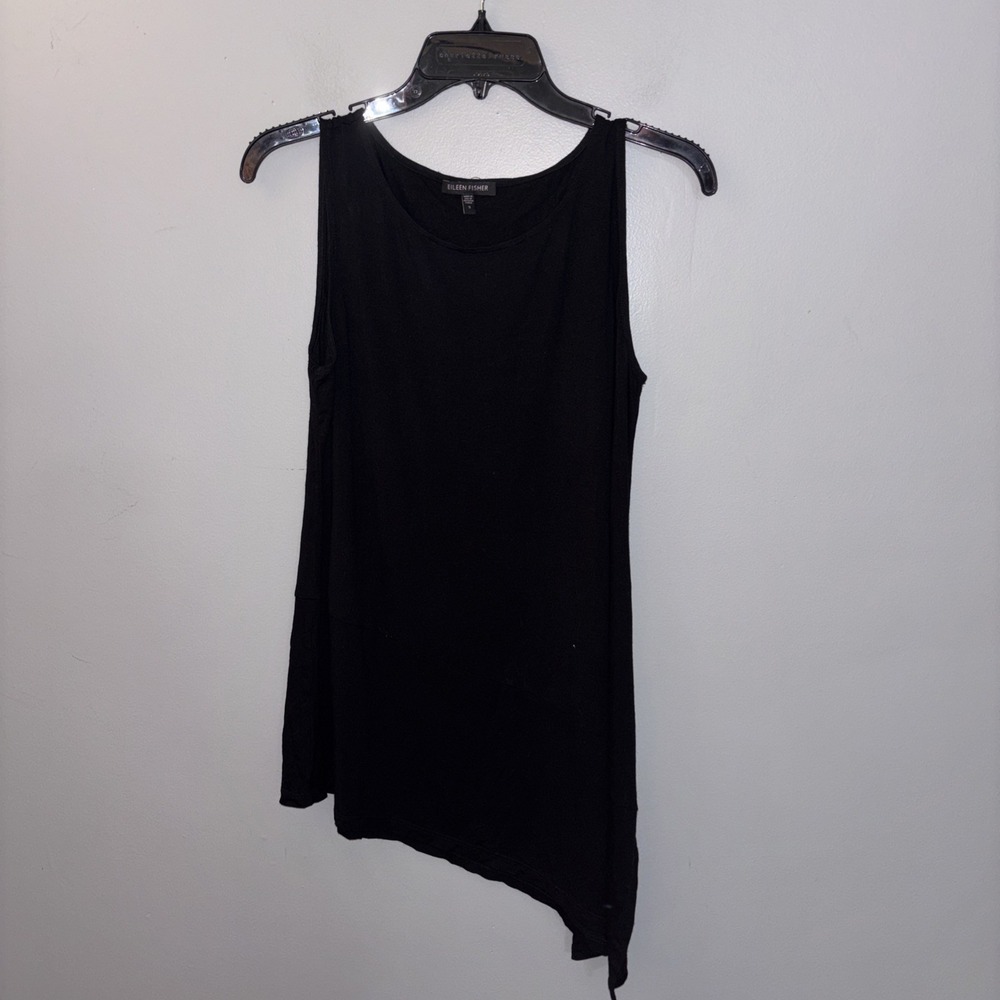 Eileen Fisher Women's Size Small Tank Top  Black‎ Asymmetric Hem Staple Classic